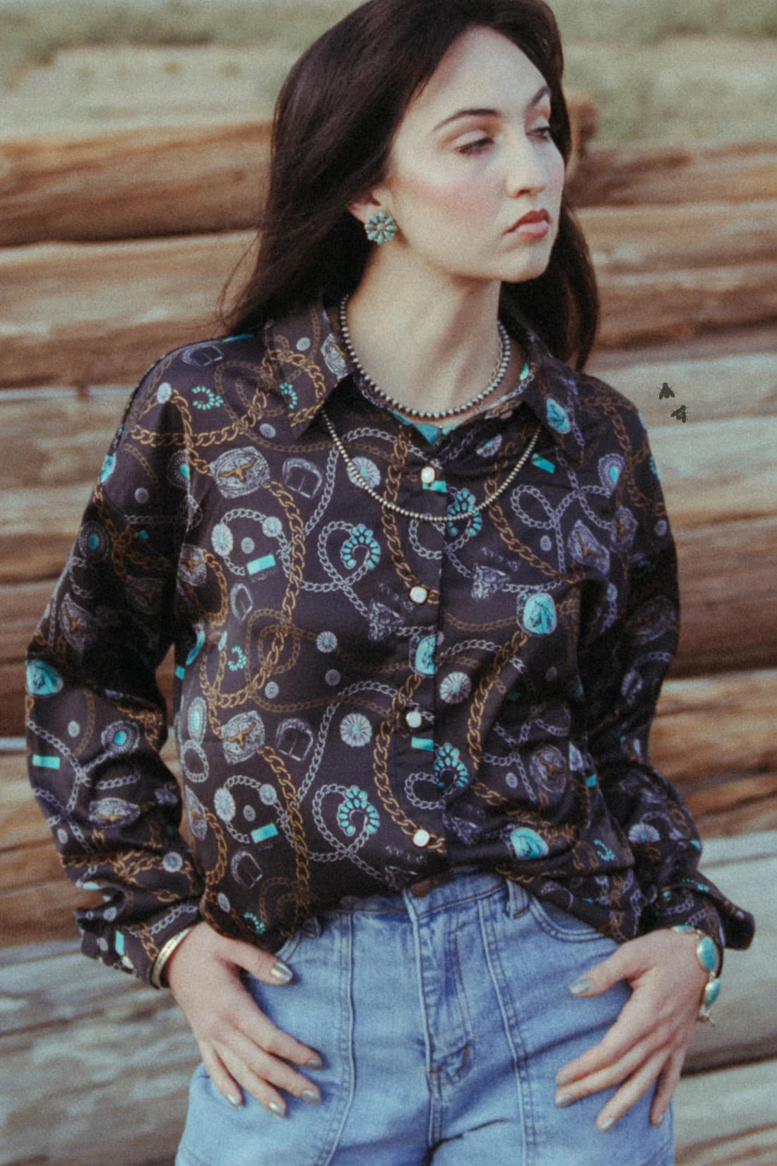 Turquoise Lovers Button Up