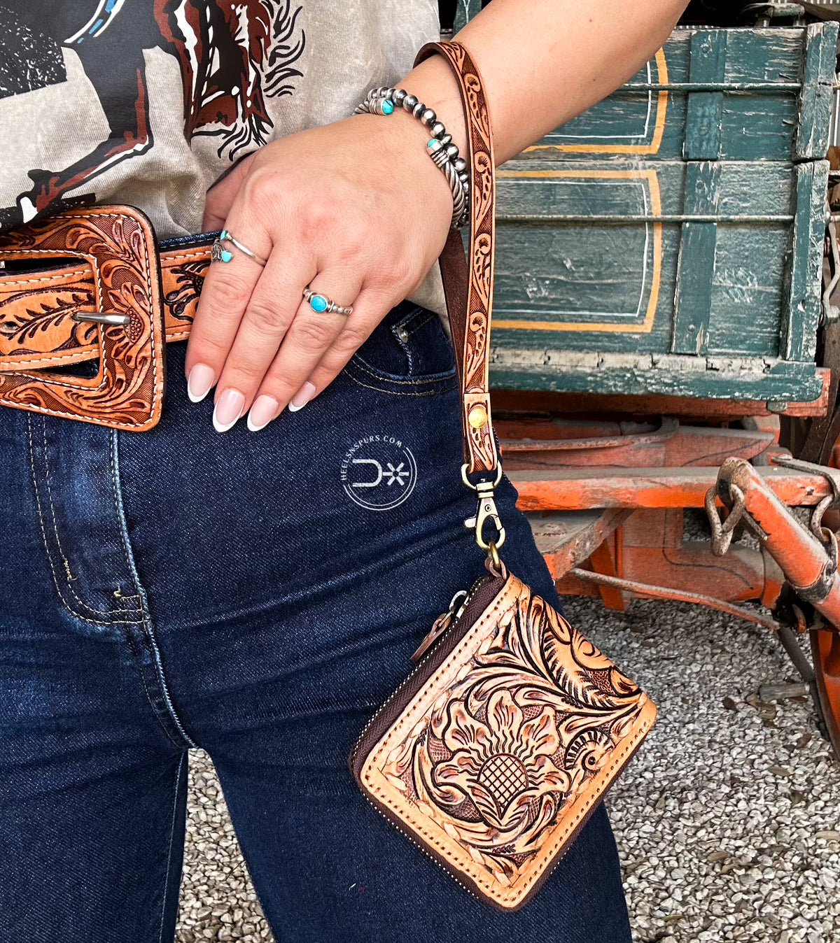 Tooled Wristlet Wallet