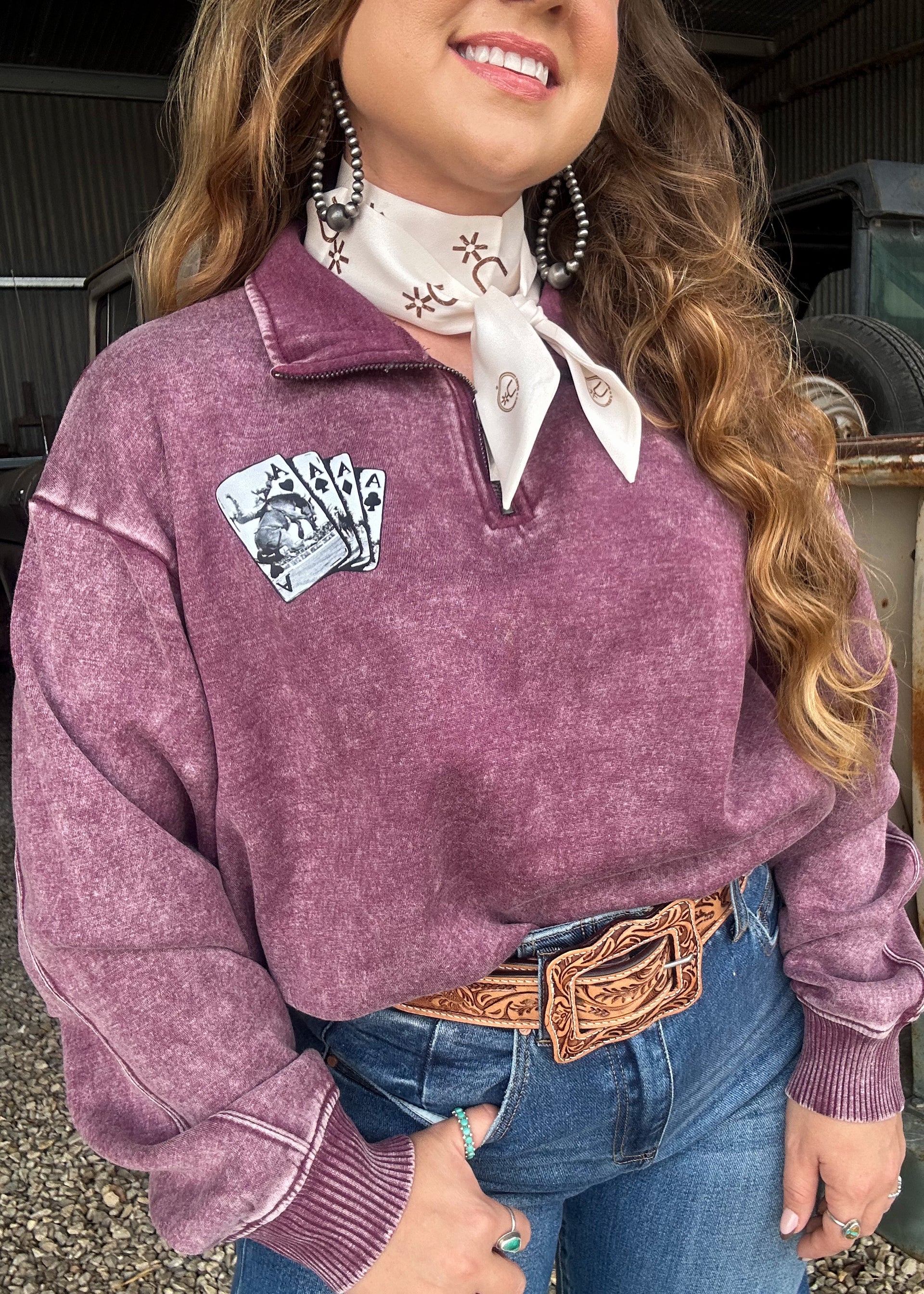 The All In Quarter Zip (Washed Maroon)