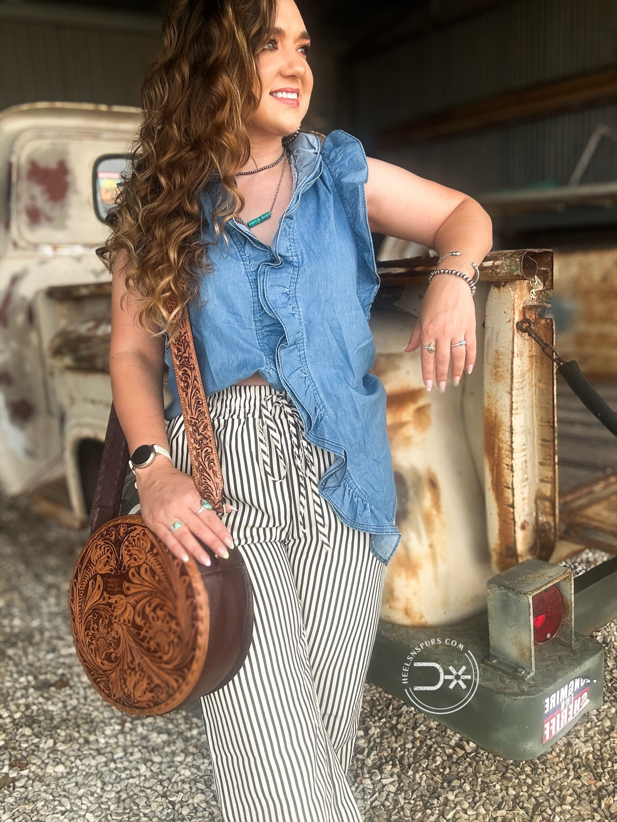 Mesa Denim Ruffle Top