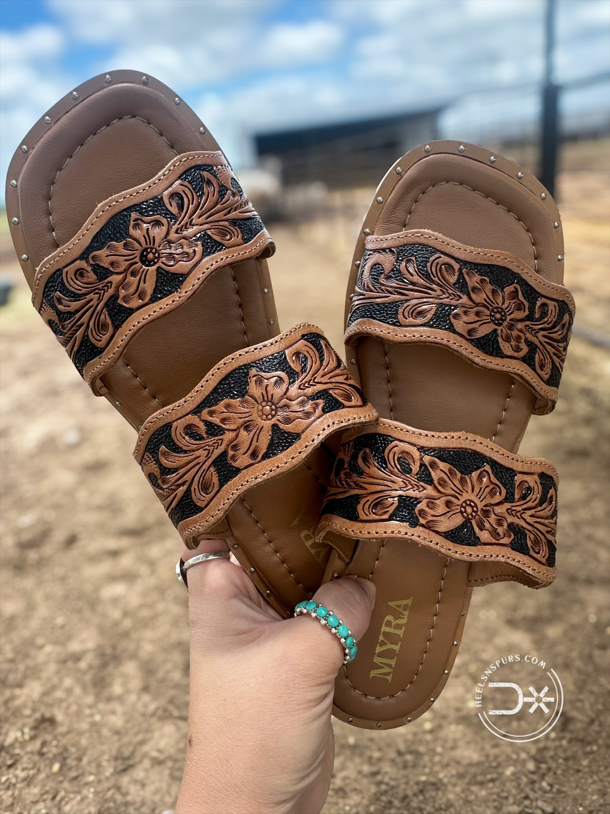 Santa Fe Daisy Sandals ~ Black Inlay (12089)