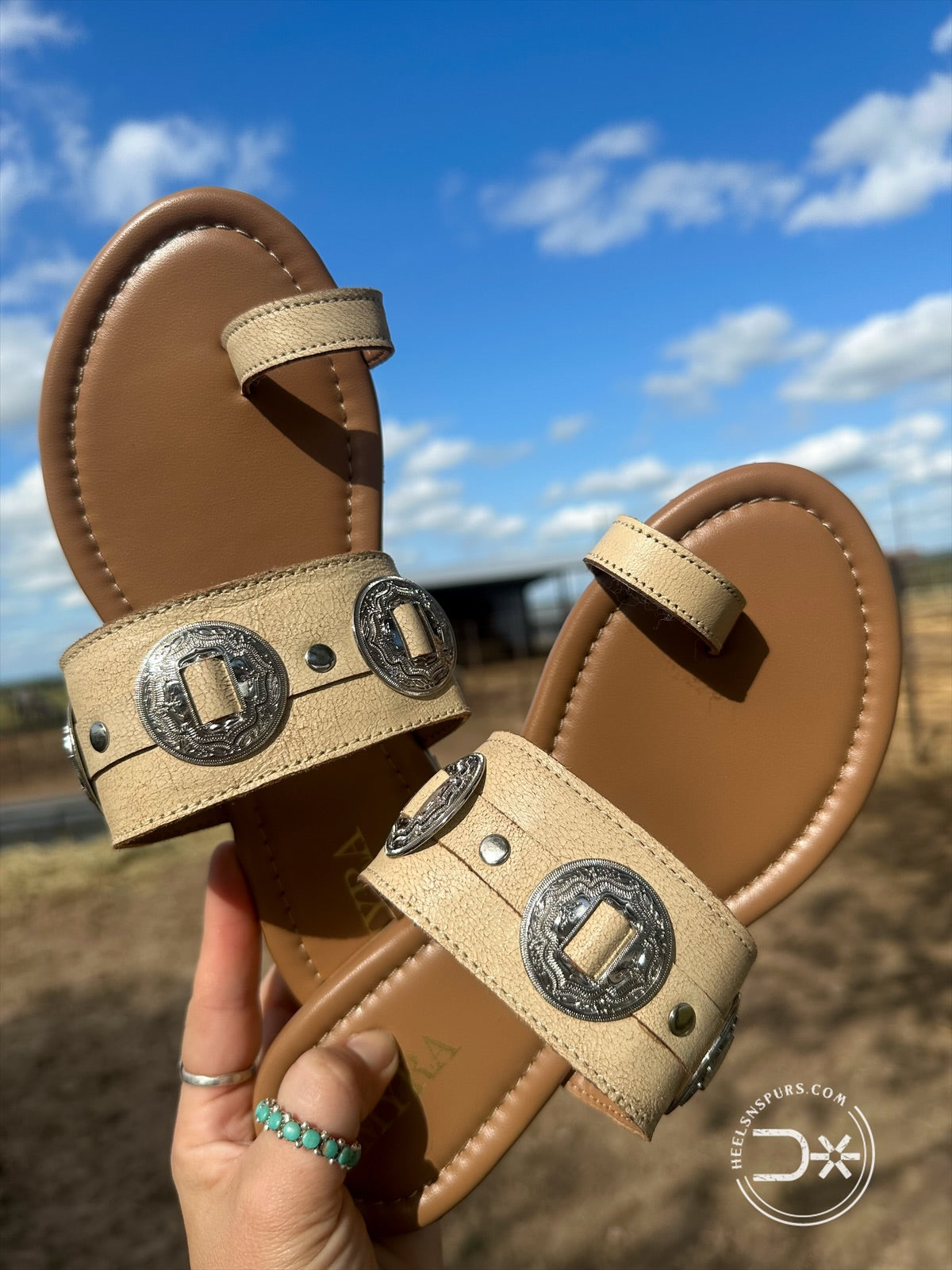 Wild West Concho Sandals ~ White