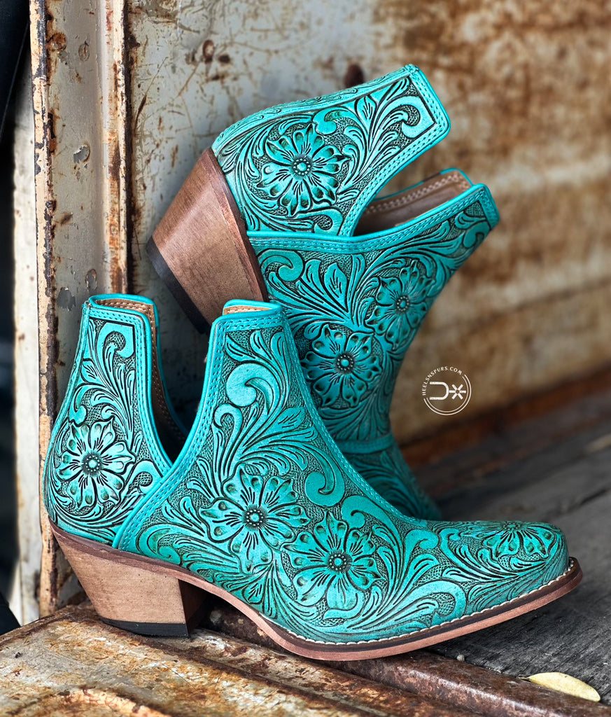 Loretta Tooled Booties ~ Turquoise (601)