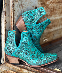 Loretta Tooled Booties ~ Turquoise (601)