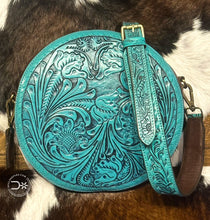 Load image into Gallery viewer, San Juan Tooled Crossbody ~ Turquoise

