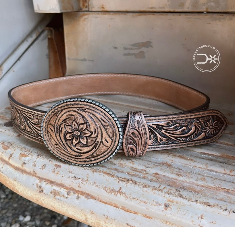 Tooled Western Belt With Buckle