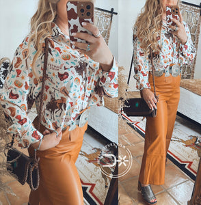 Country Music Cropped Button Up