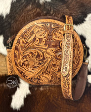 Load image into Gallery viewer, San Juan Round Tooled Crossbody ~ Natural
