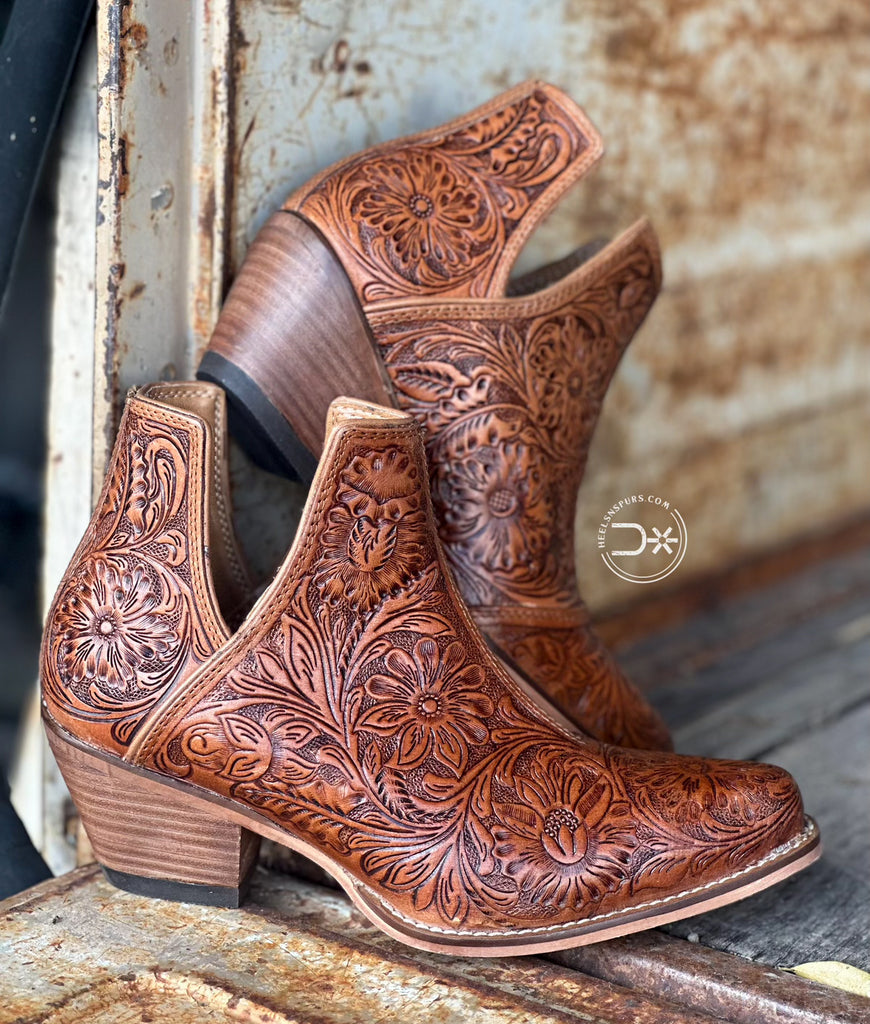 Loretta Tooled Booties ~ Carmel (10599)