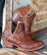 Load image into Gallery viewer, Loretta Tooled Booties ~ Carmel (10599)
