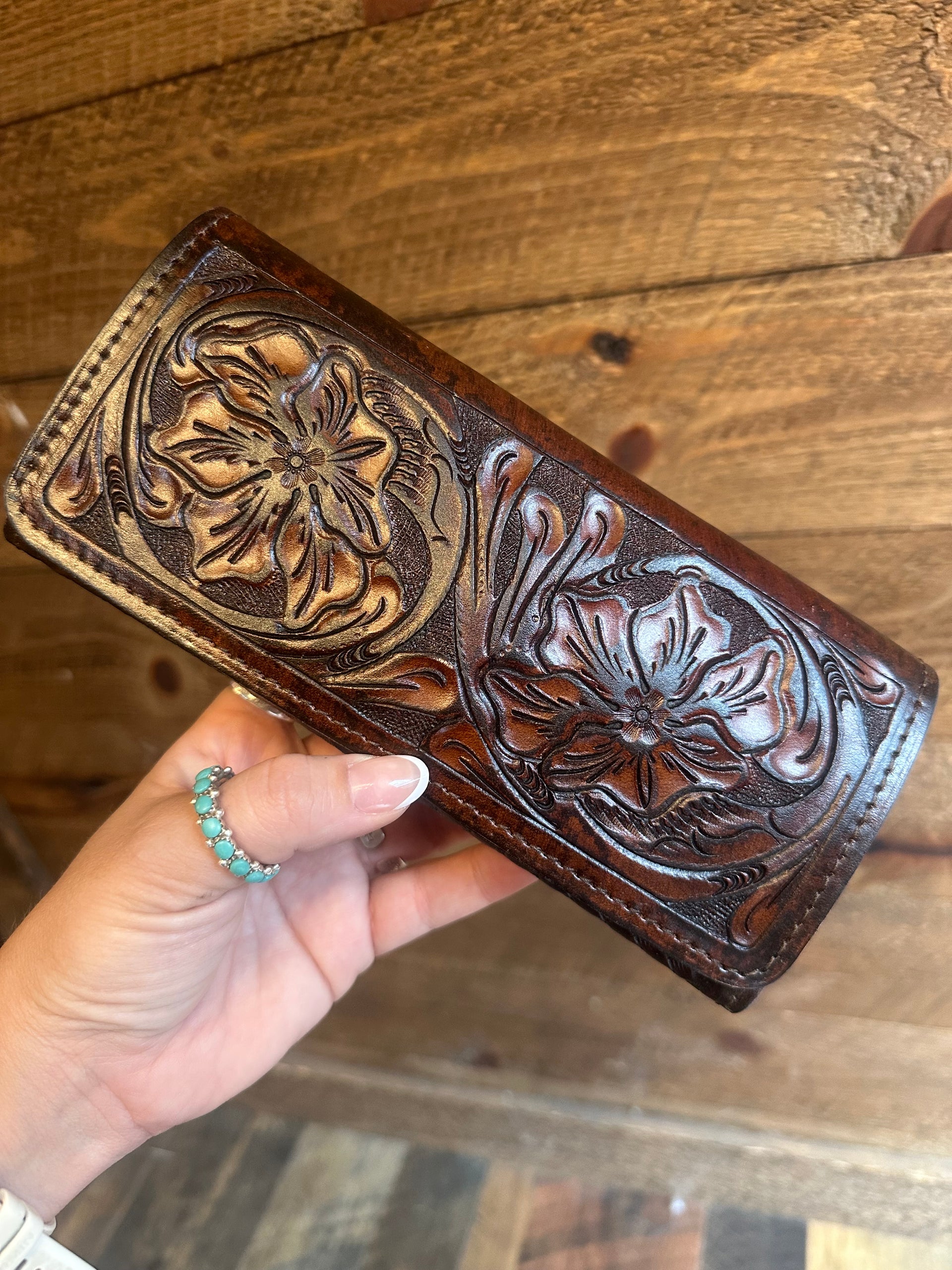 Desert Bloom Tooled Leather Wallet