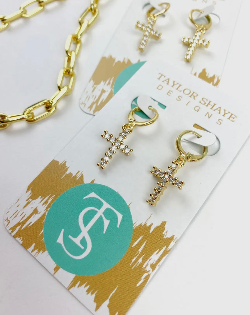 Eve Cross Huggie Earrings