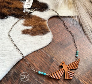 The Tooled Leather Thunderbird Necklace