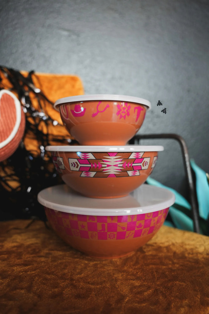 Pink Western Bowl Set