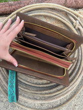 Load image into Gallery viewer, Tooled Organizer Wallet ~ Turquoise
