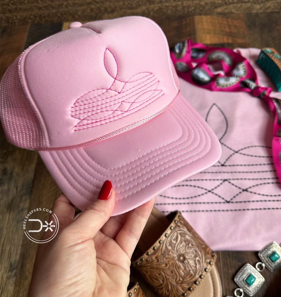 Boot Stitched Trucker Cap ~ Pink
