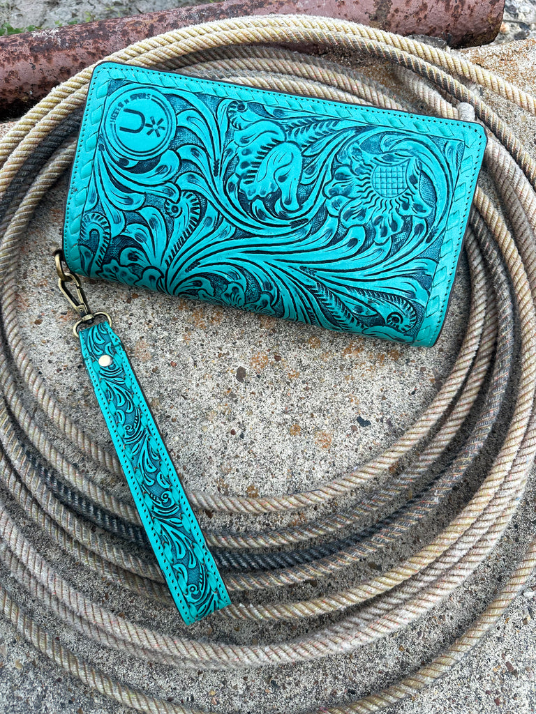 Tooled Organizer Wallet ~ Turquoise