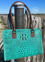 Load image into Gallery viewer, The Lady Mae Croc Purse ~ Turquoise
