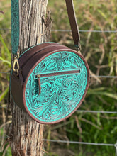 Load image into Gallery viewer, San Juan Tooled Crossbody ~ Turquoise

