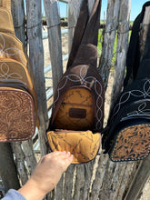 Load image into Gallery viewer, Boot Stitched Tooled Backpack ~ Tan
