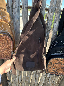 Boot Stitched Tooled Backpack ~ Tan