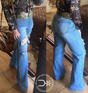 Vibrant High Waisted Distressed Jeans