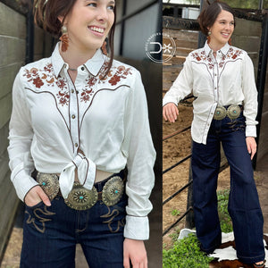 The Elsa Embroidered Ariat Snap Top