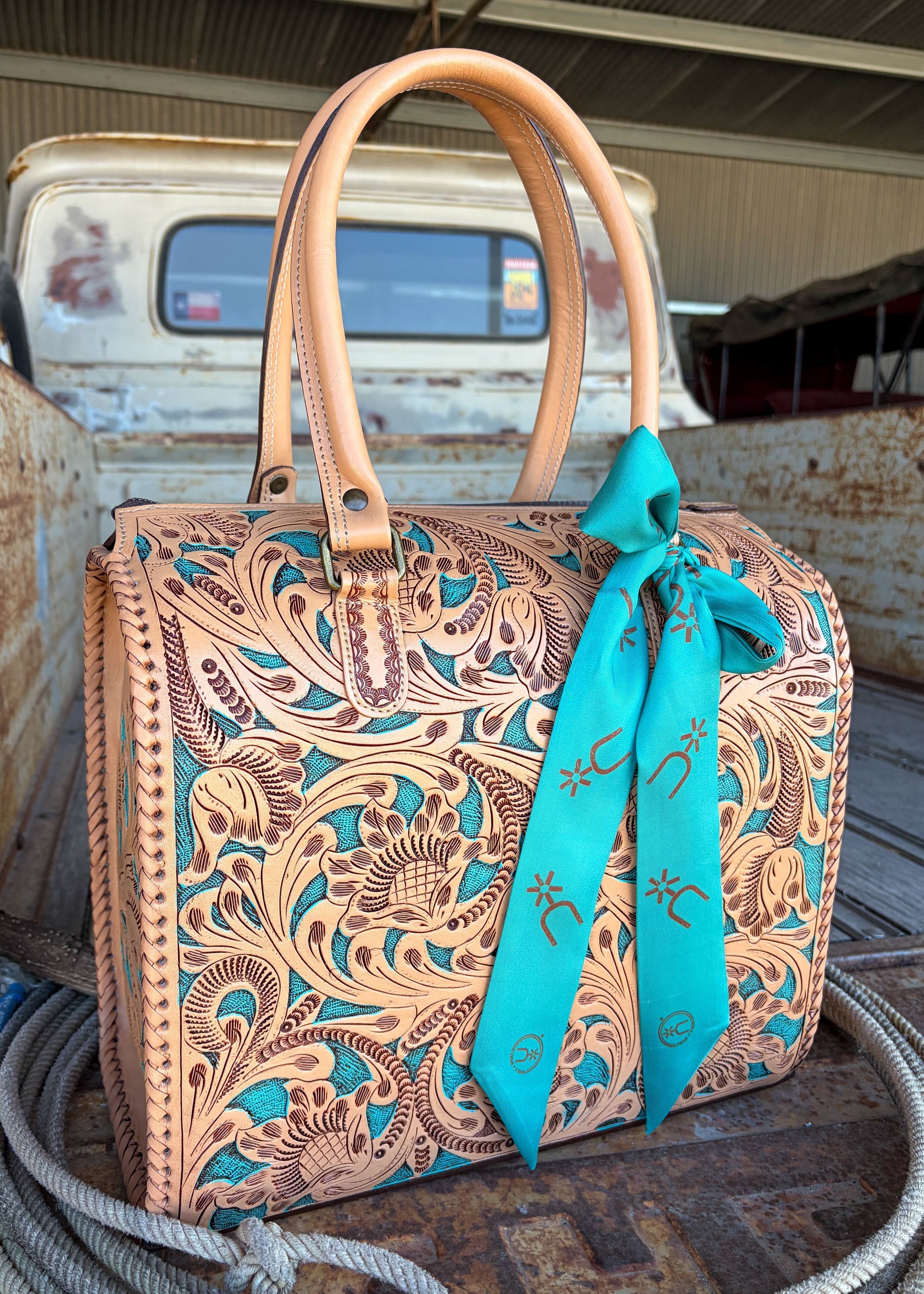The Speedy Purse 2.0 - Natural & Turquoise