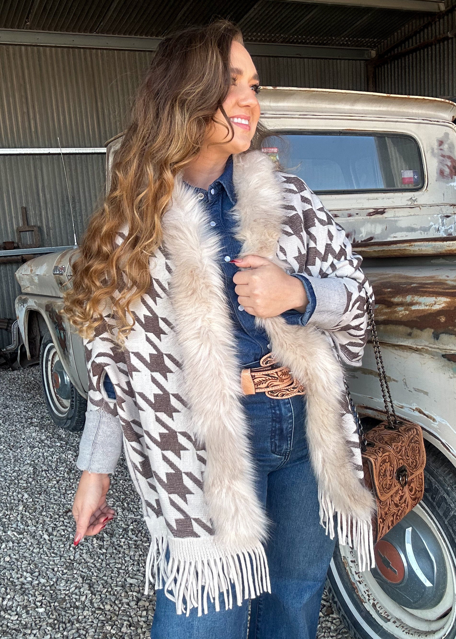 The Frontier Frost Fur Cardigan - Apricot