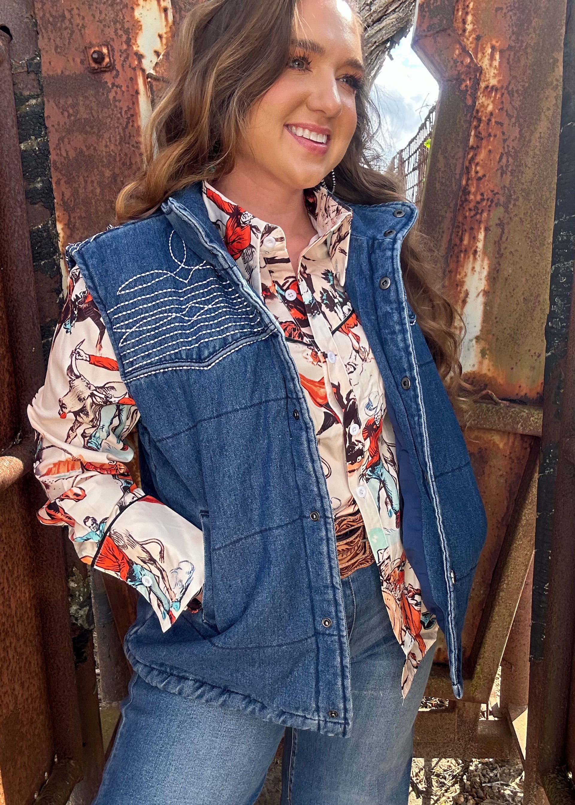 The Backroad Stitch Denim Vest
