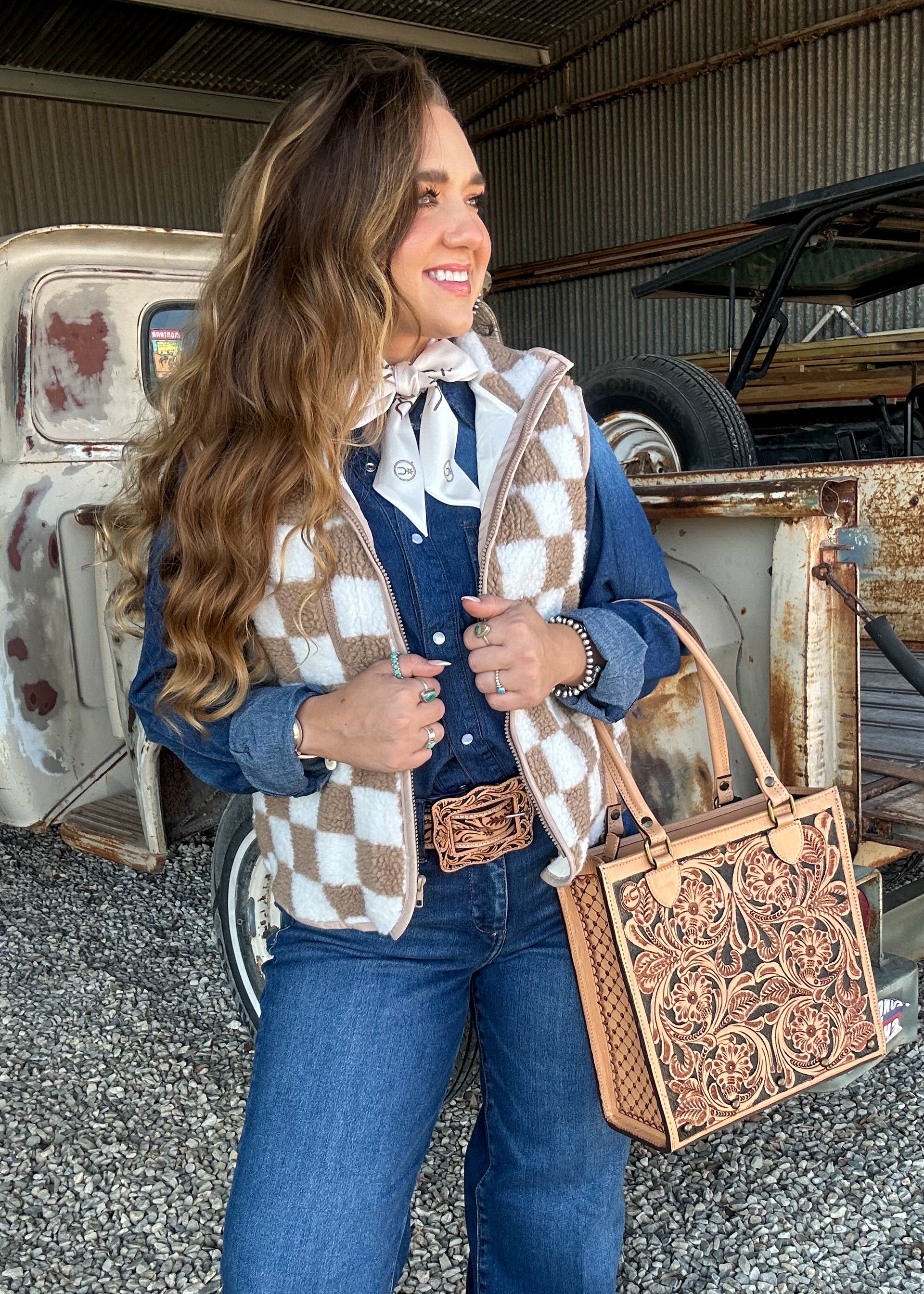 The Prairie Checkered Sherpa Vest