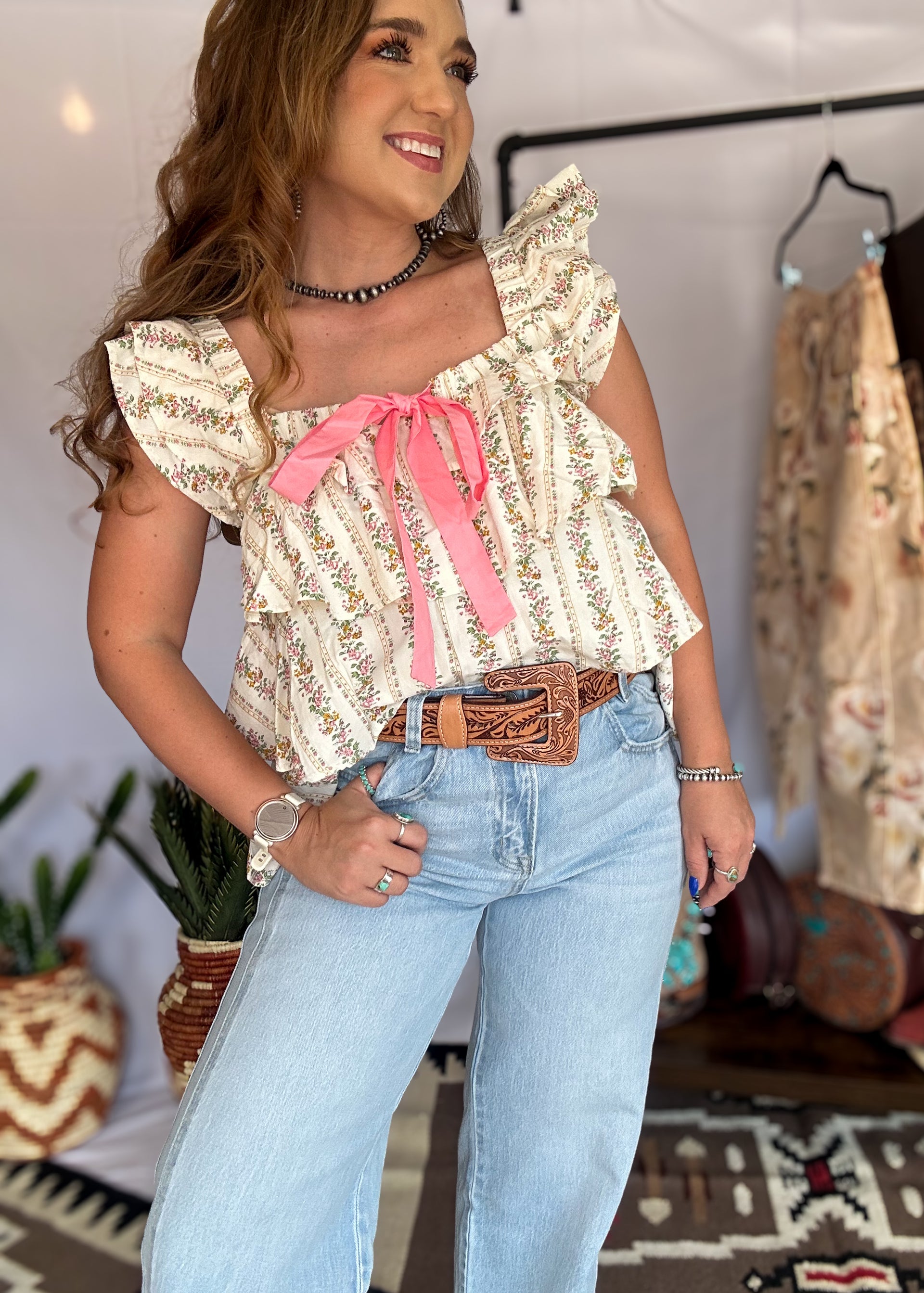 The Prairie Rose Ruffle Tank
