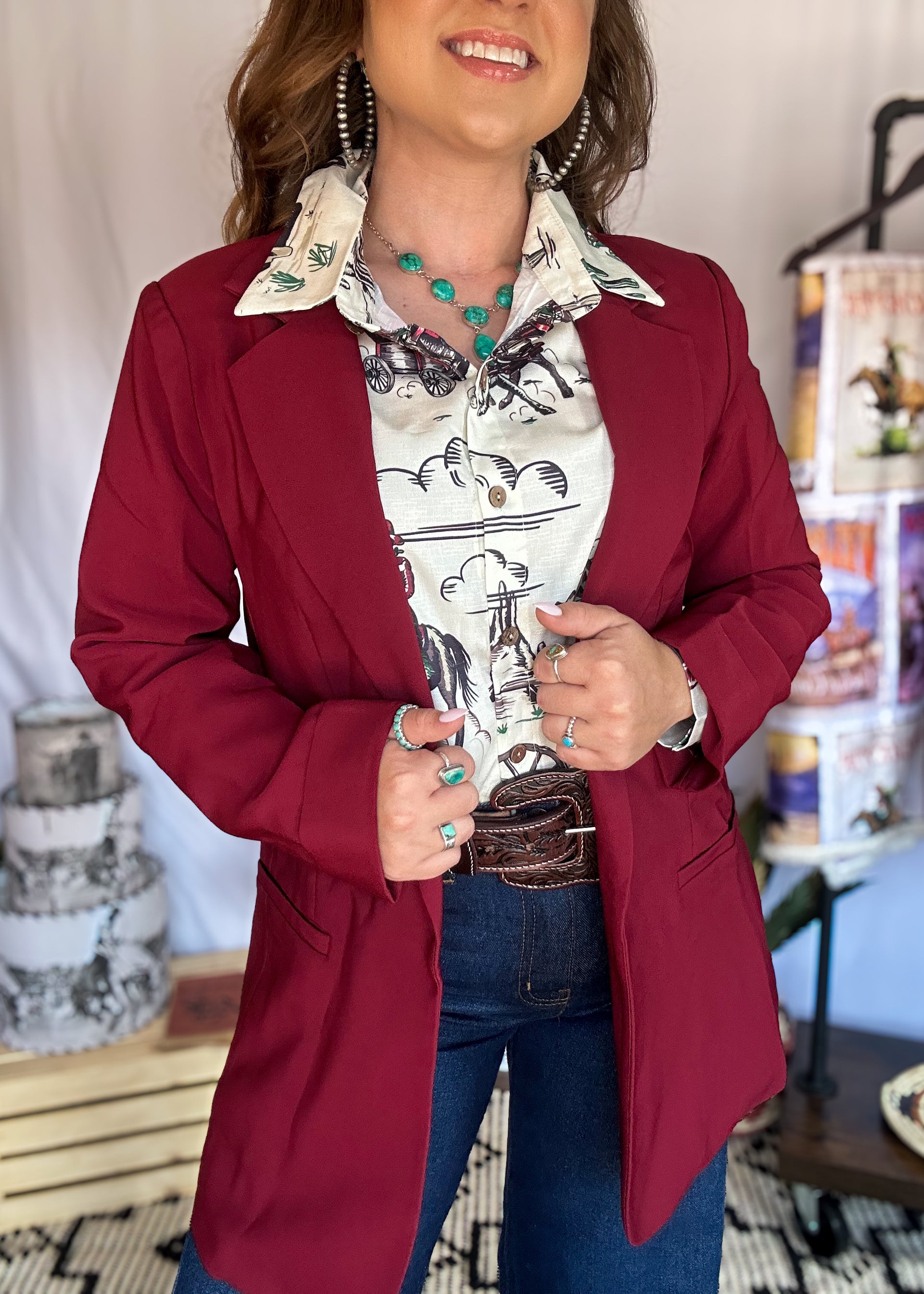 The Trail Boss Blazer - Burgundy