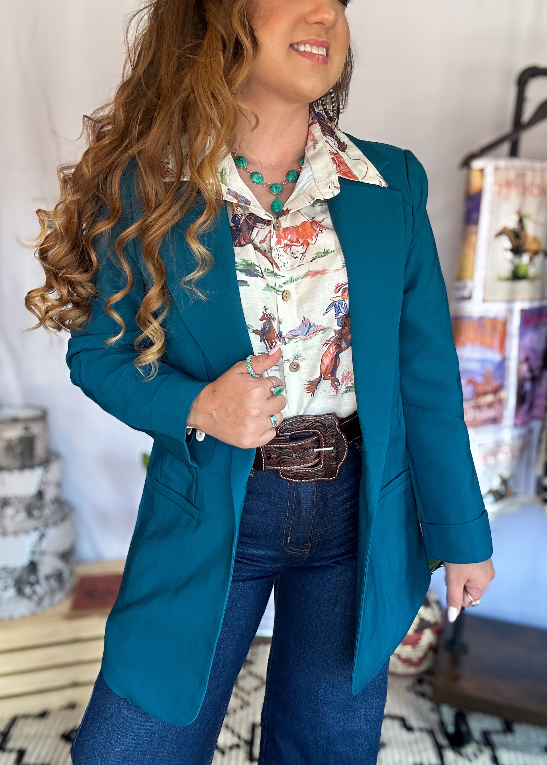 The Trail Boss Blazer - Teal Blue