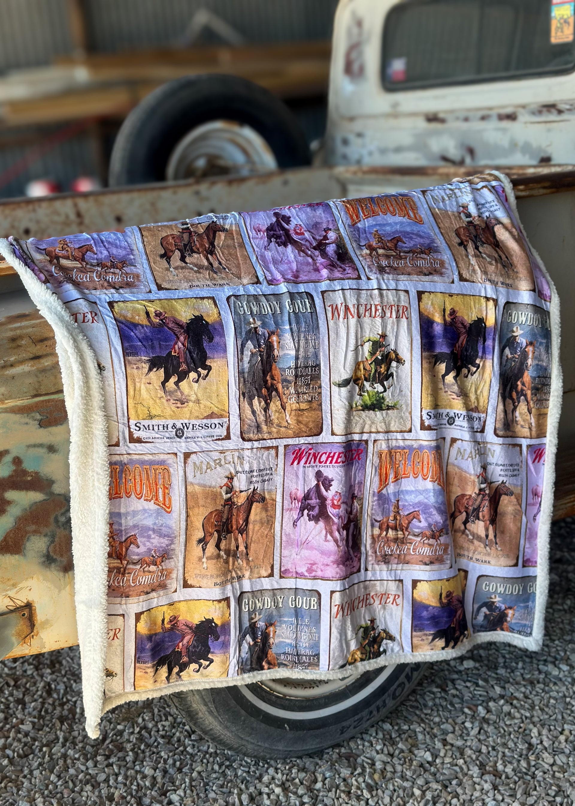 The Western Poster Sherpa Blanket