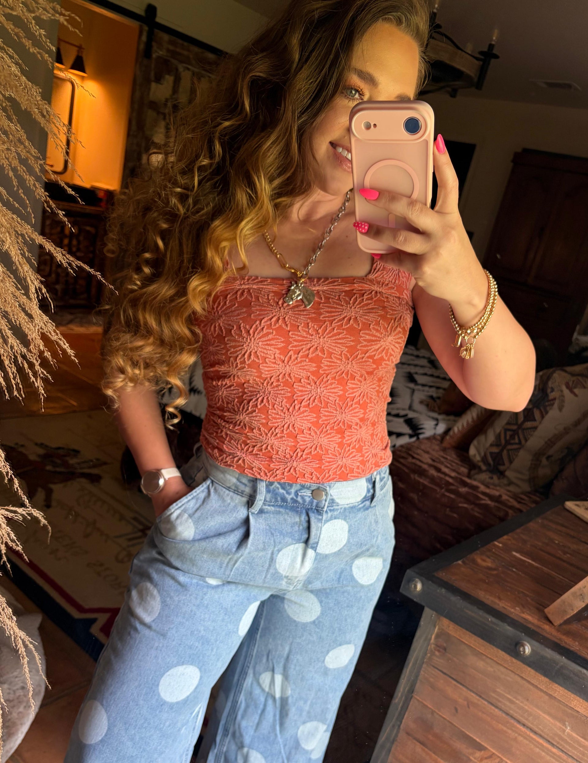 The Sunset Bloom Lace Tank