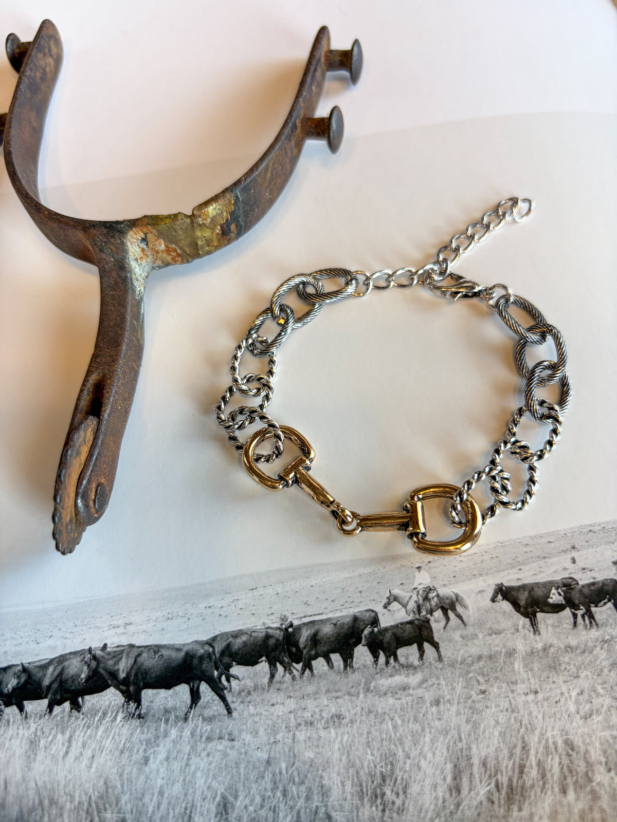 The Two-Tone Snaffle Chain Bracelet