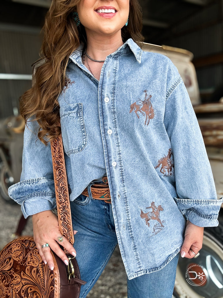 Embroidered Bronc Button Up