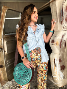 Daisy Denim Top
