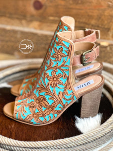Darlington Ranch Tooled Heels ~ Turquoise Tooled (446)