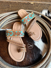 Load image into Gallery viewer, Lacie Tooled Sandals ~ Turquoise
