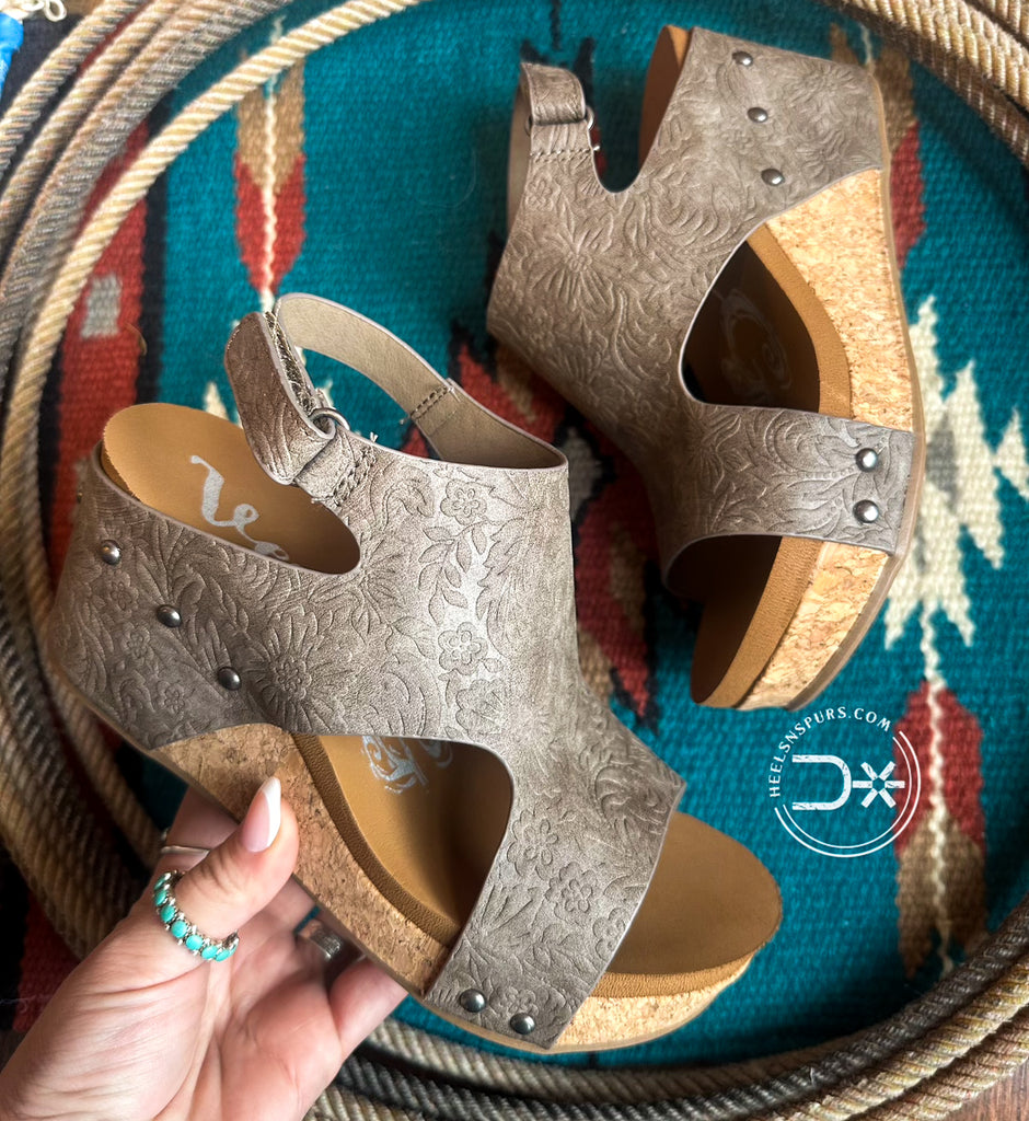 Wally Embossed Wedges ~ Taupe