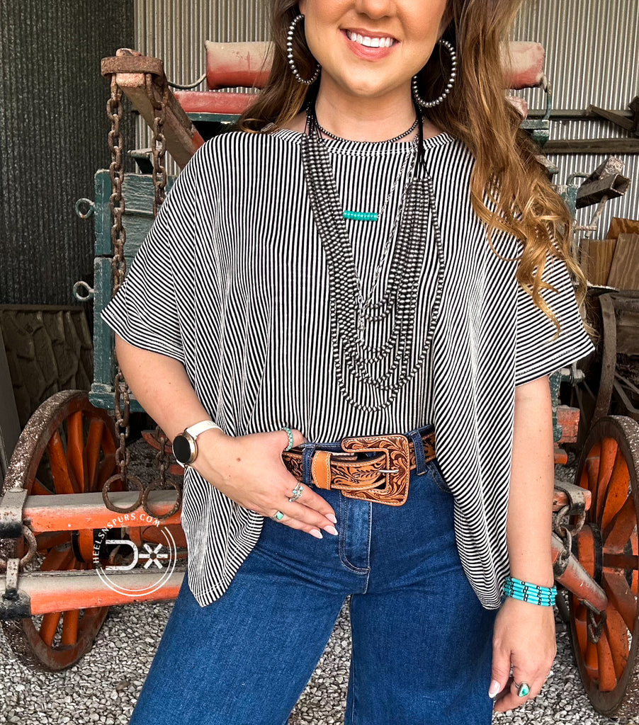 Ribbed Stripe Top ~ Black
