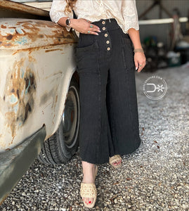 Mineral Washed Linen Cotton Pants~ Charcoal