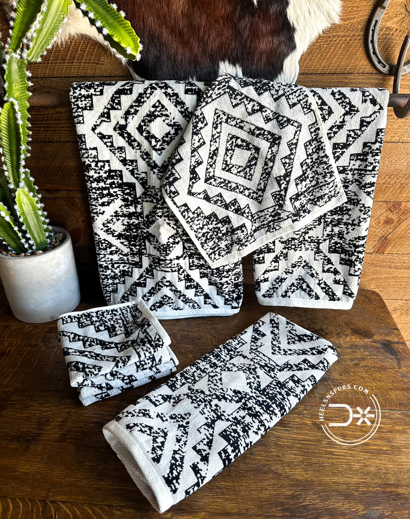 Midnight Aztec Bath Towels