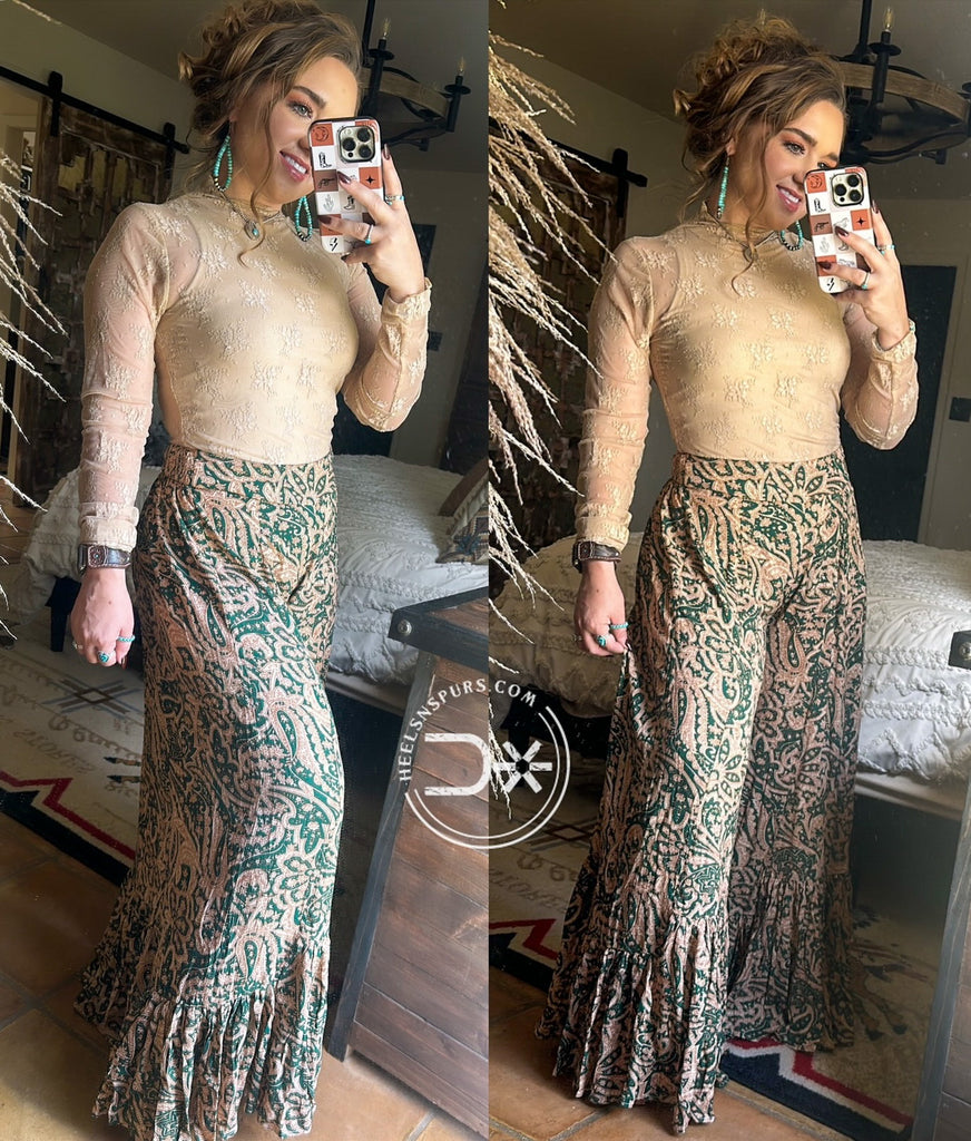 Paisley Wide Ruffed Pants