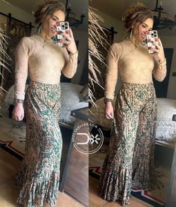 Paisley Wide Ruffed Pants