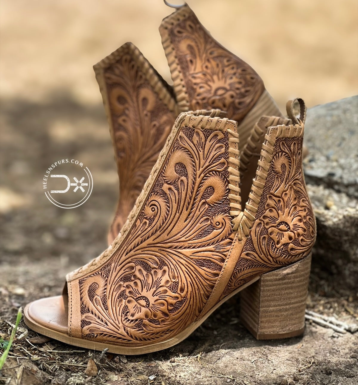 Persimmonee Tooled Leather Heels