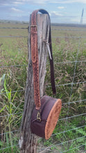 Load and play video in Gallery viewer, San Juan Round Tooled Crossbody ~ Natural
