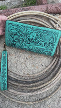 Load and play video in Gallery viewer, Tooled Organizer Wallet ~ Turquoise
